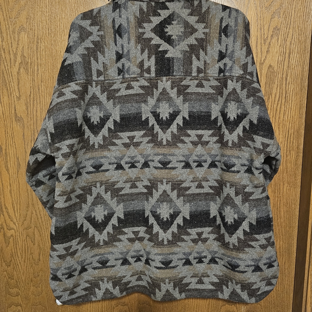 Women's Patterned Botique Jacket Shacket Wool Ble… - image 5